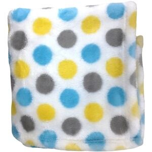 Baby Gear Polka Dot Blanket White Gray Blue Yellow Sports Lovey Unisex LN